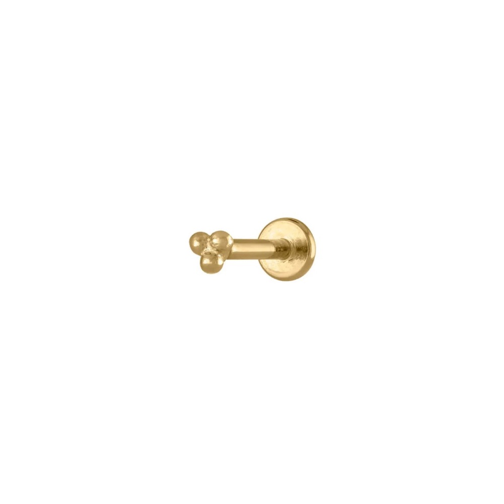Maison Miru TINY TRINITY THREADED FLAT BACK EARRING